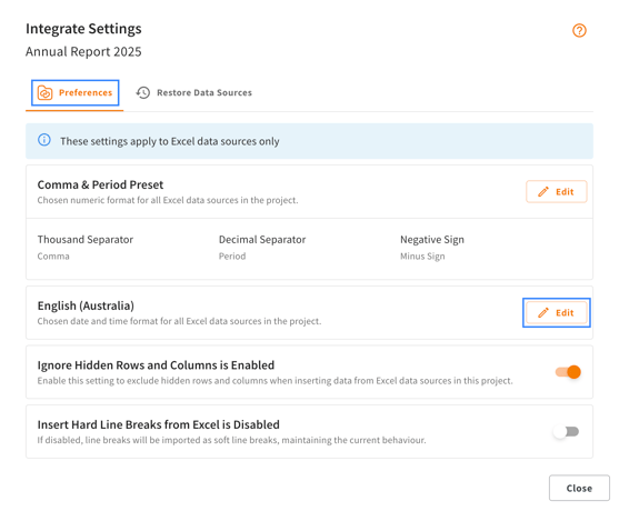 Integrate Settings 2