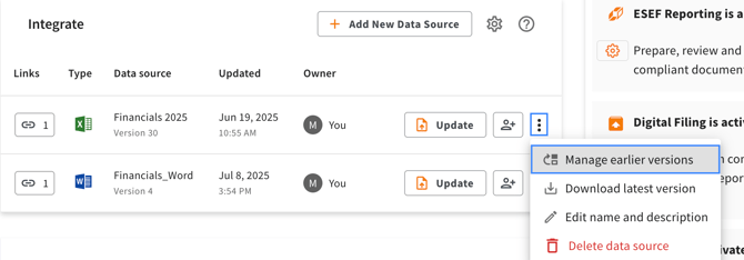 Manage Earlier Versions
